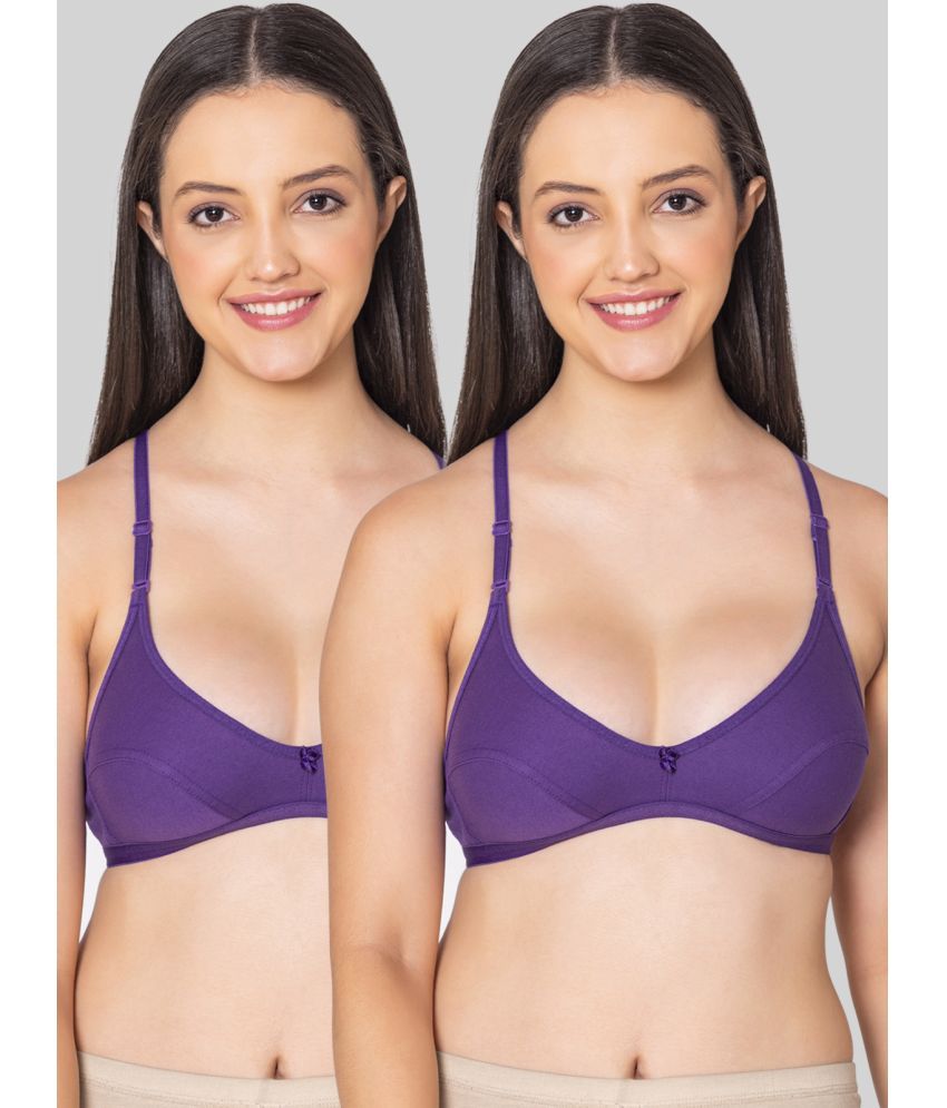     			Bodycare Purple Cotton Blend Non Padded Women's Everyday Bra ( Pack of 2 )