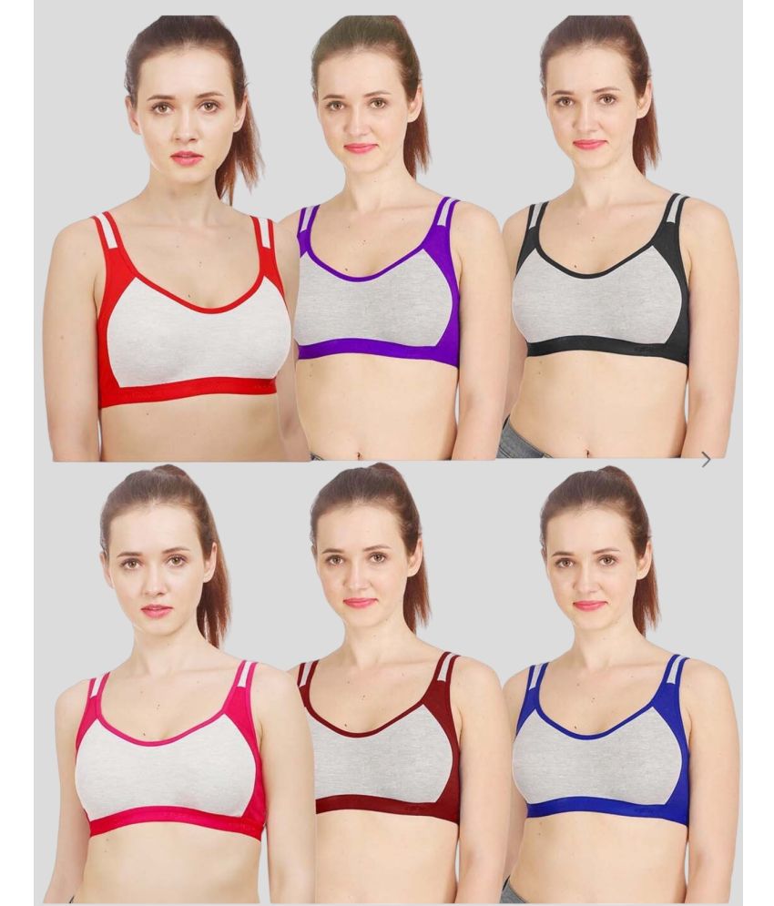     			ICONIC ME Multicolor Cotton Blend Non Padded Women's Everyday Bra ( Pack of 6 )