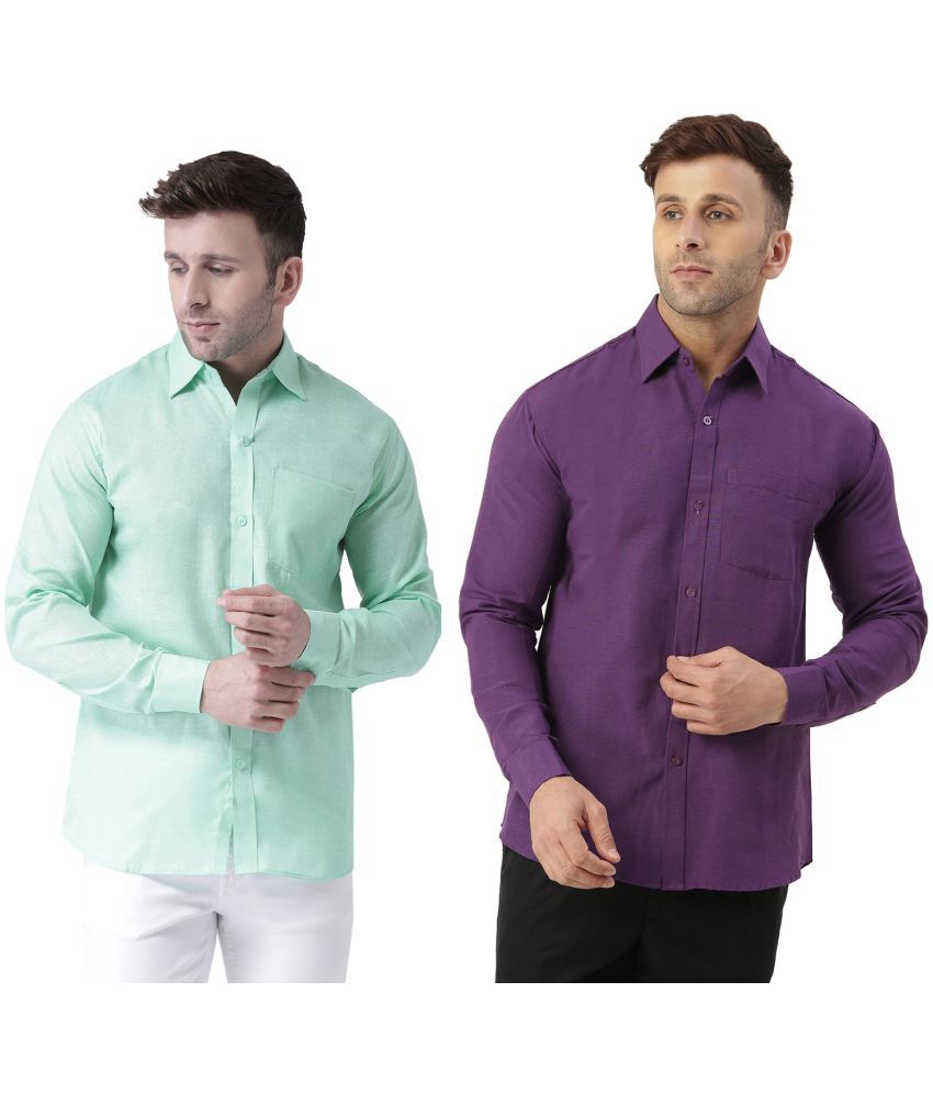     			KLOSET By RIAG 100% Cotton Regular Fit Solids Full Sleeves Men's Casual Shirt - Purple ( Pack of 2 )