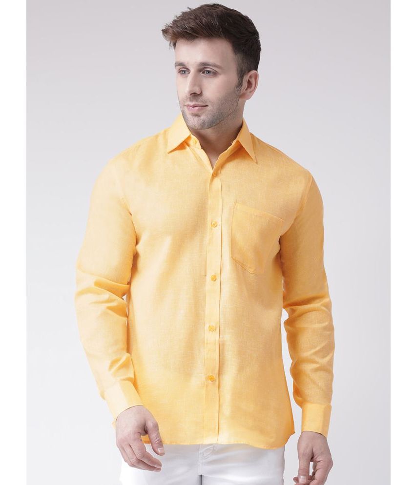    			KLOSET By RIAG 100% Cotton Regular Fit Self Design Full Sleeves Men's Casual Shirt - Yellow ( Pack of 1 )