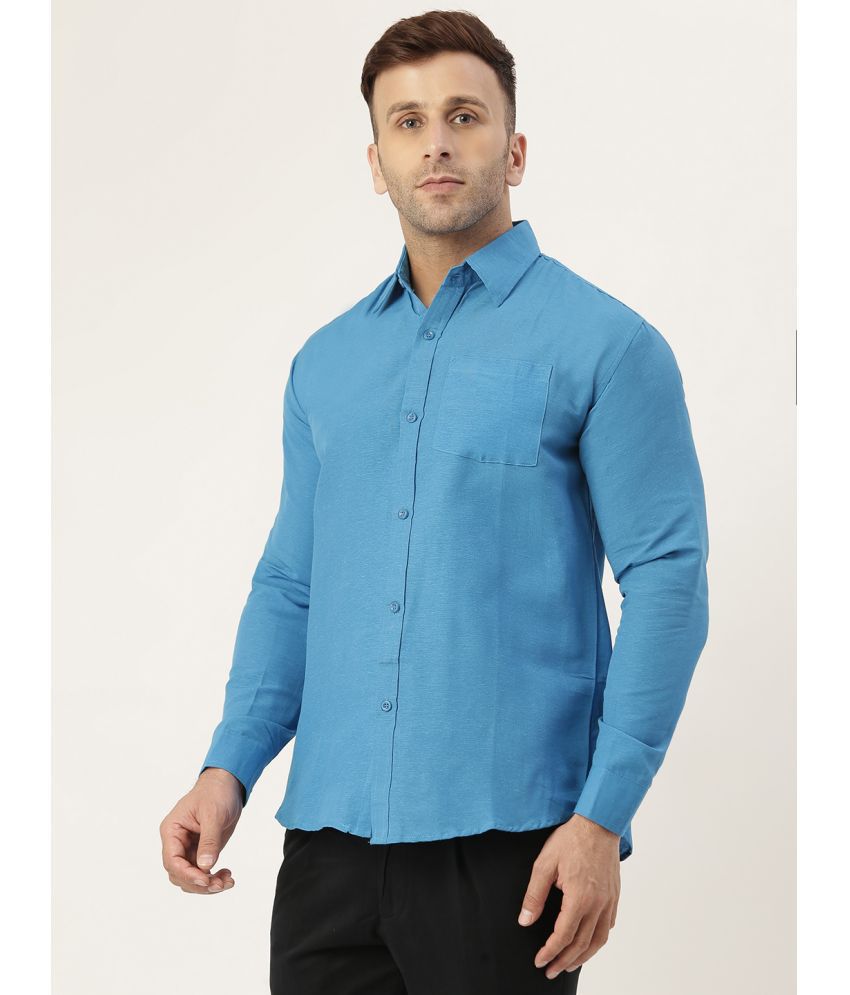     			KLOSET By RIAG 100% Cotton Regular Fit Self Design Full Sleeves Men's Casual Shirt - Blue ( Pack of 1 )