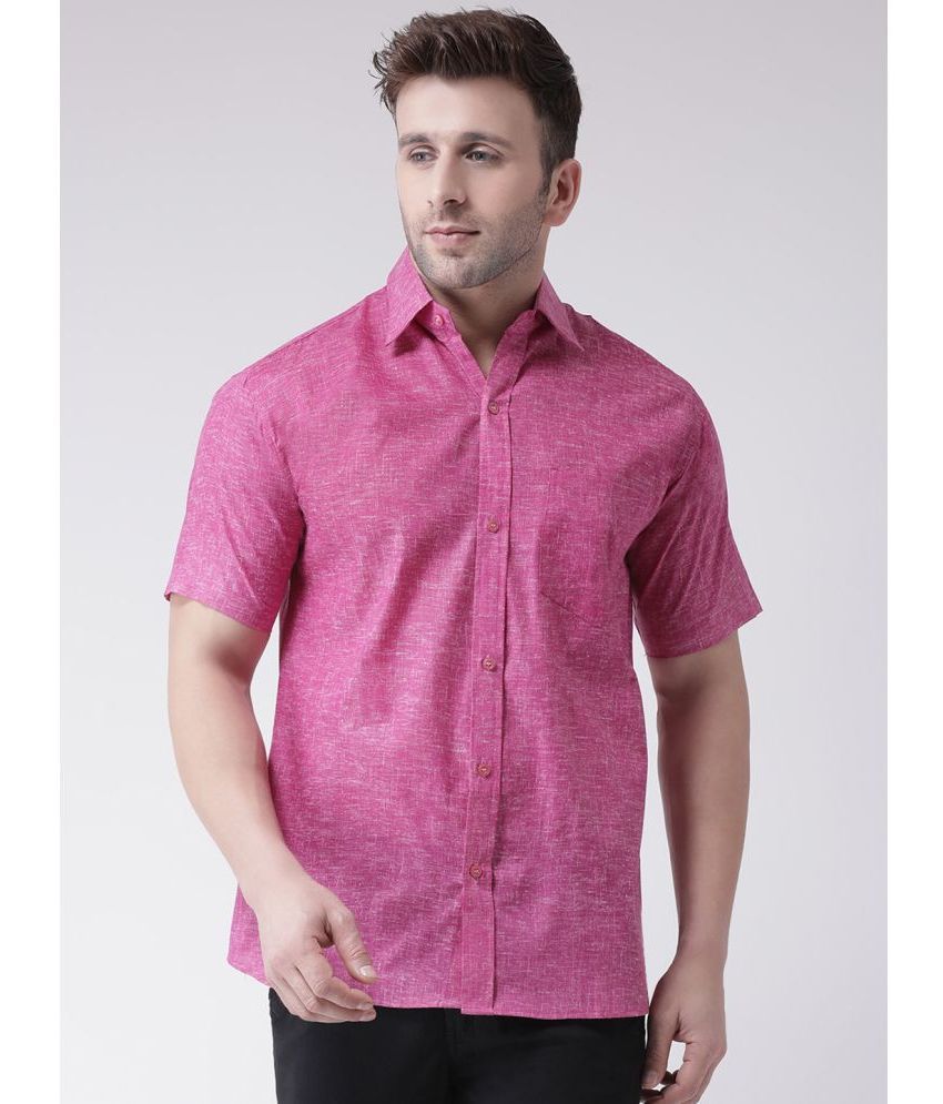     			KLOSET By RIAG 100% Cotton Regular Fit Self Design Half Sleeves Men's Casual Shirt - Magenta ( Pack of 1 )