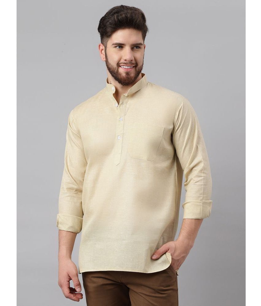     			KLOSET By RIAG - Beige Cotton Men's Shirt Style Kurta ( Pack of 1 )