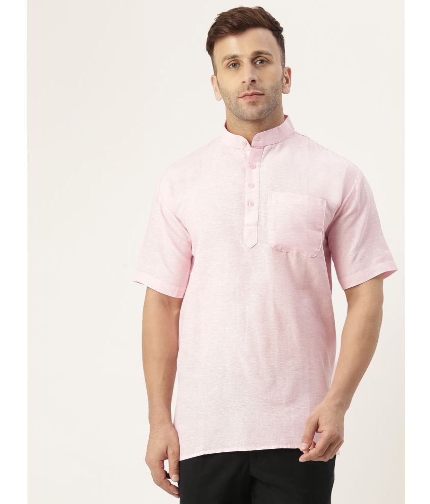     			KLOSET By RIAG - Pink Cotton Men's Shirt Style Kurta ( Pack of 1 )