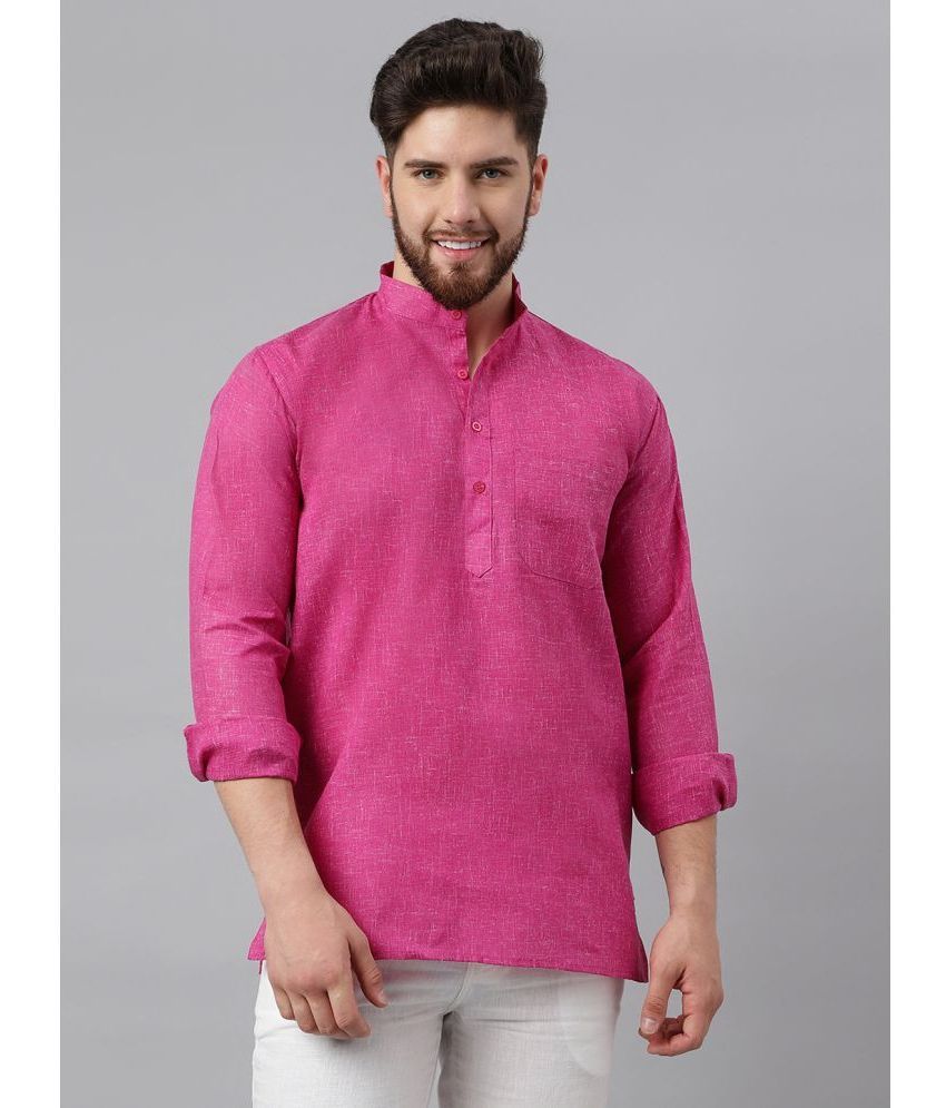     			KLOSET By RIAG - Pink Cotton Men's Shirt Style Kurta ( Pack of 1 )