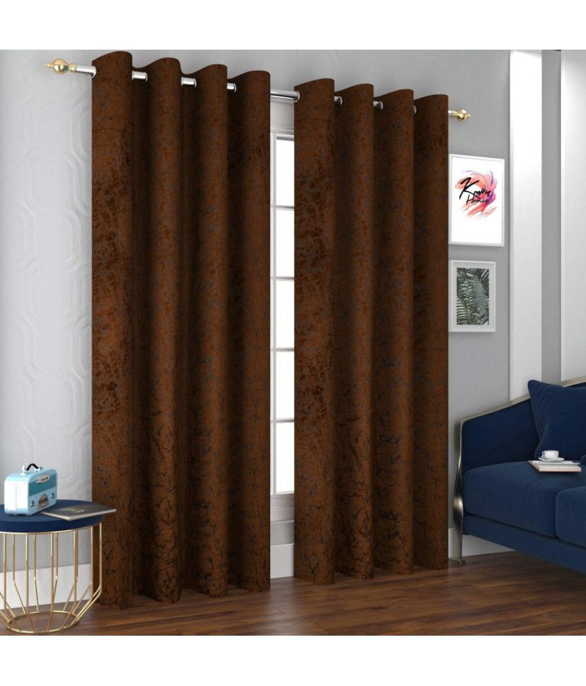     			Kraftiq Homes Abstract Blackout Eyelet Curtain 5 ft ( Pack of 2 ) - Brown