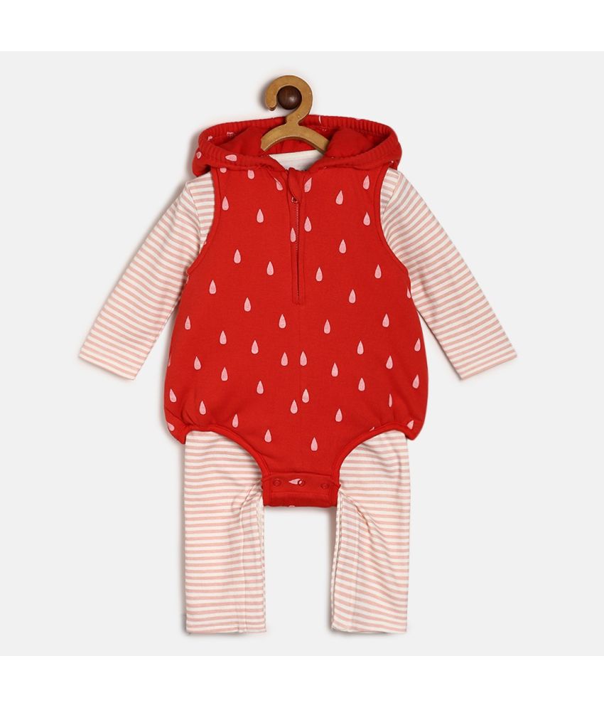     			MINI KLUB Red Cotton Baby Girl Bodysuit & Jogger Set ( Pack of 1 )