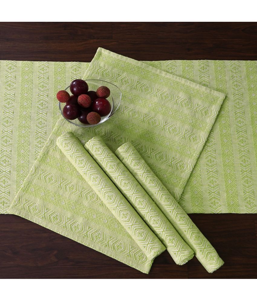     			ODE & CLEO Kitchen Linen Set of 6 Cotton Dining Table Mat's and Runner