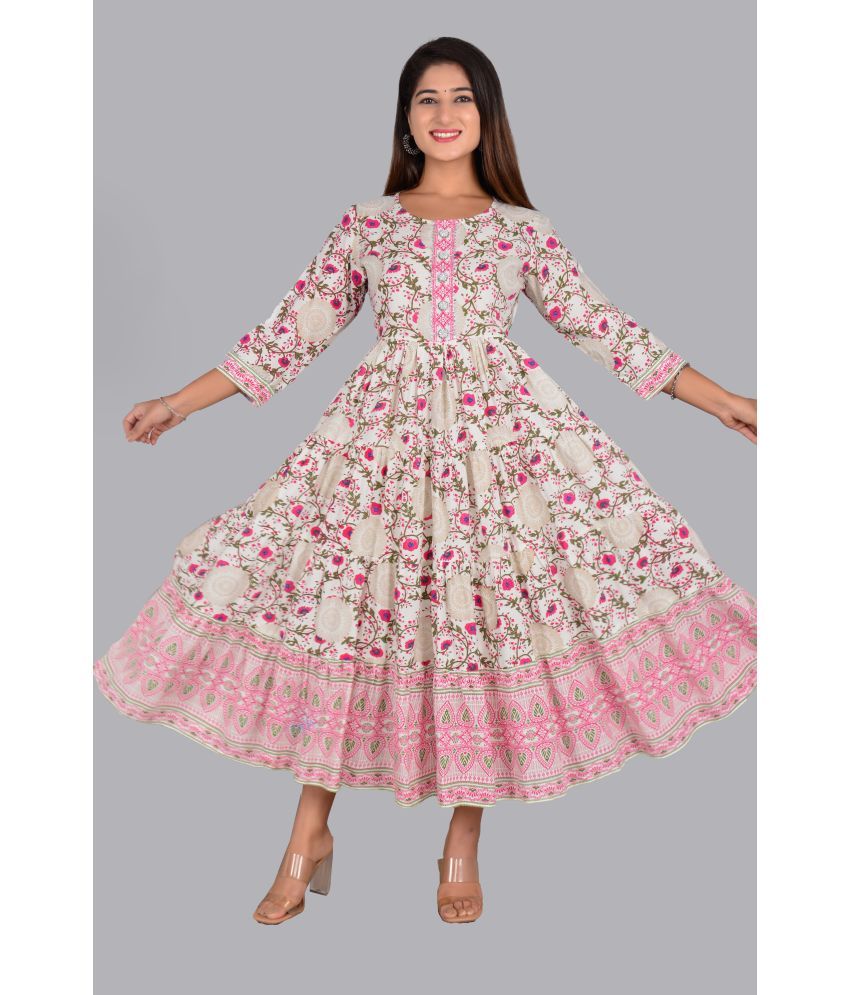     			Smien Rayon Self Design Anarkali Women's Kurti - Pink ( Pack of 1 )