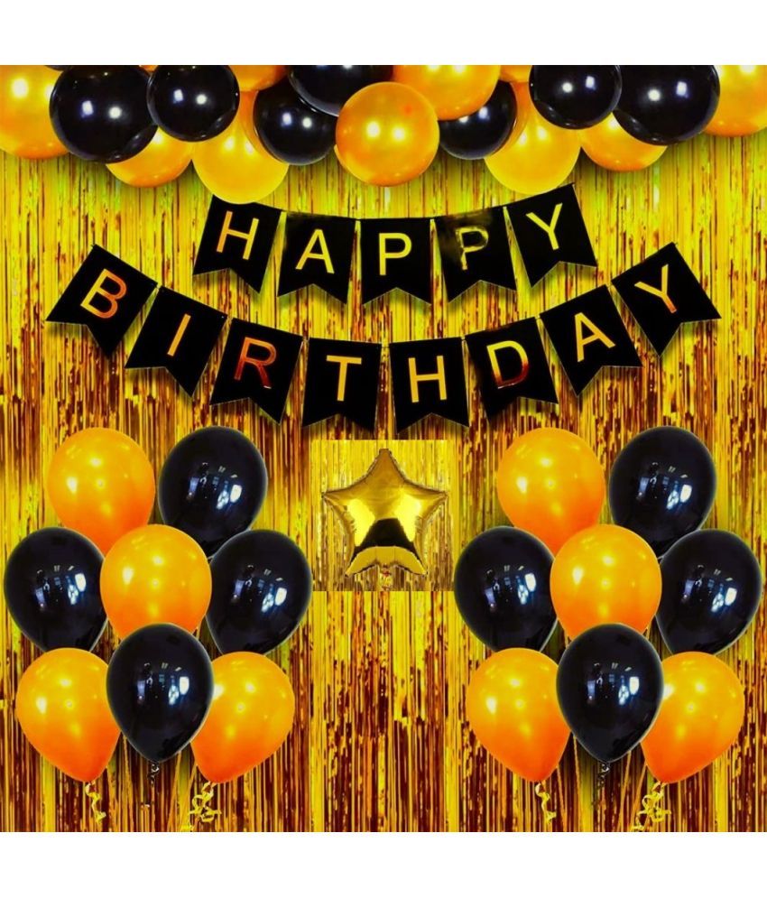     			Urban classic Happy Birthday Banner Decoration Kit - Set of 41Pcs | Birthday Decoration Items | Birthday Balloons for Decoration | Decorative Items for Birthday (Black-Golden)