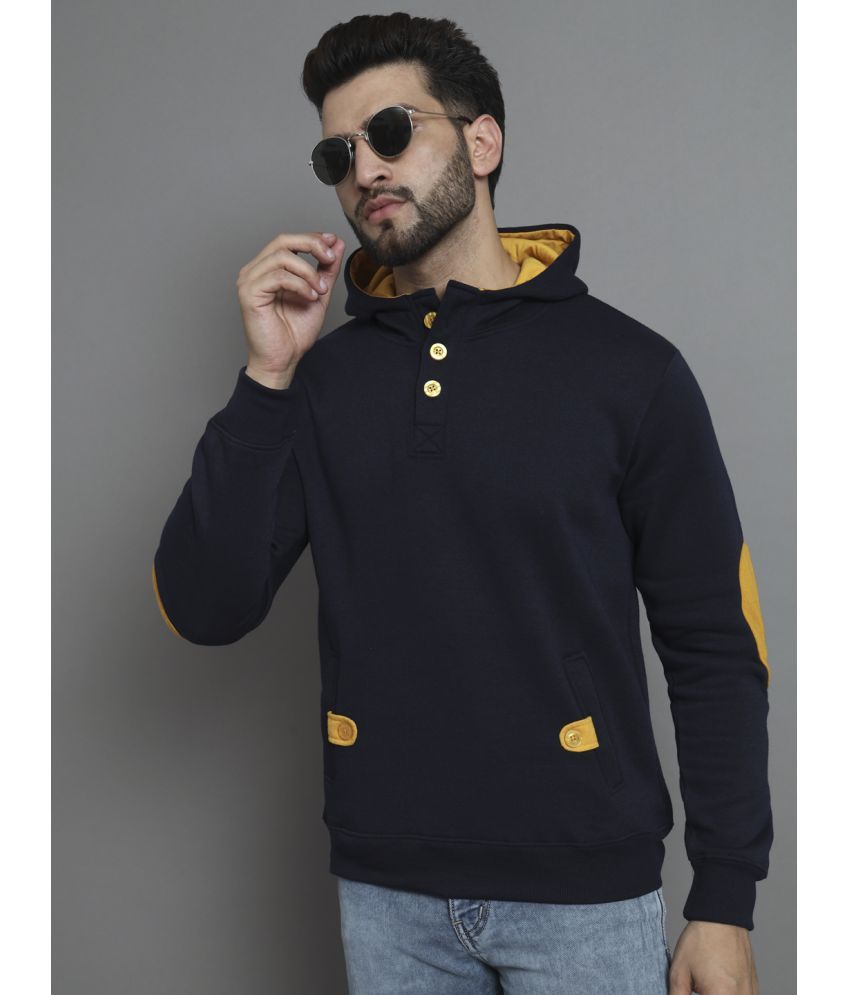     			ZEBULUN Fleece Hooded Men's Sweatshirt - Navy Blue ( Pack of 1 )