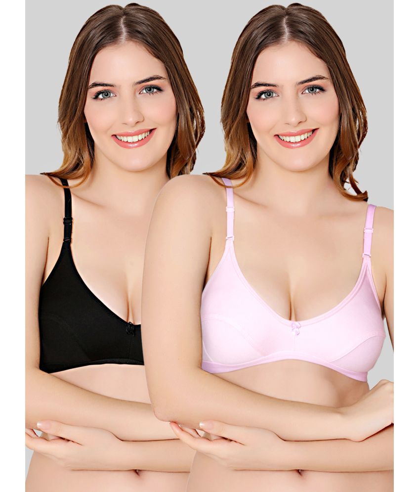     			Bodycare Pink Cotton Blend Non Padded Women's Everyday Bra ( Pack of 2 )