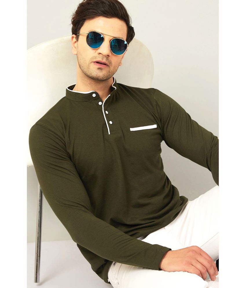     			GESPO Cotton Blend Regular Fit Colorblock Full Sleeves Men's T-Shirt - Green ( Pack of 1 )