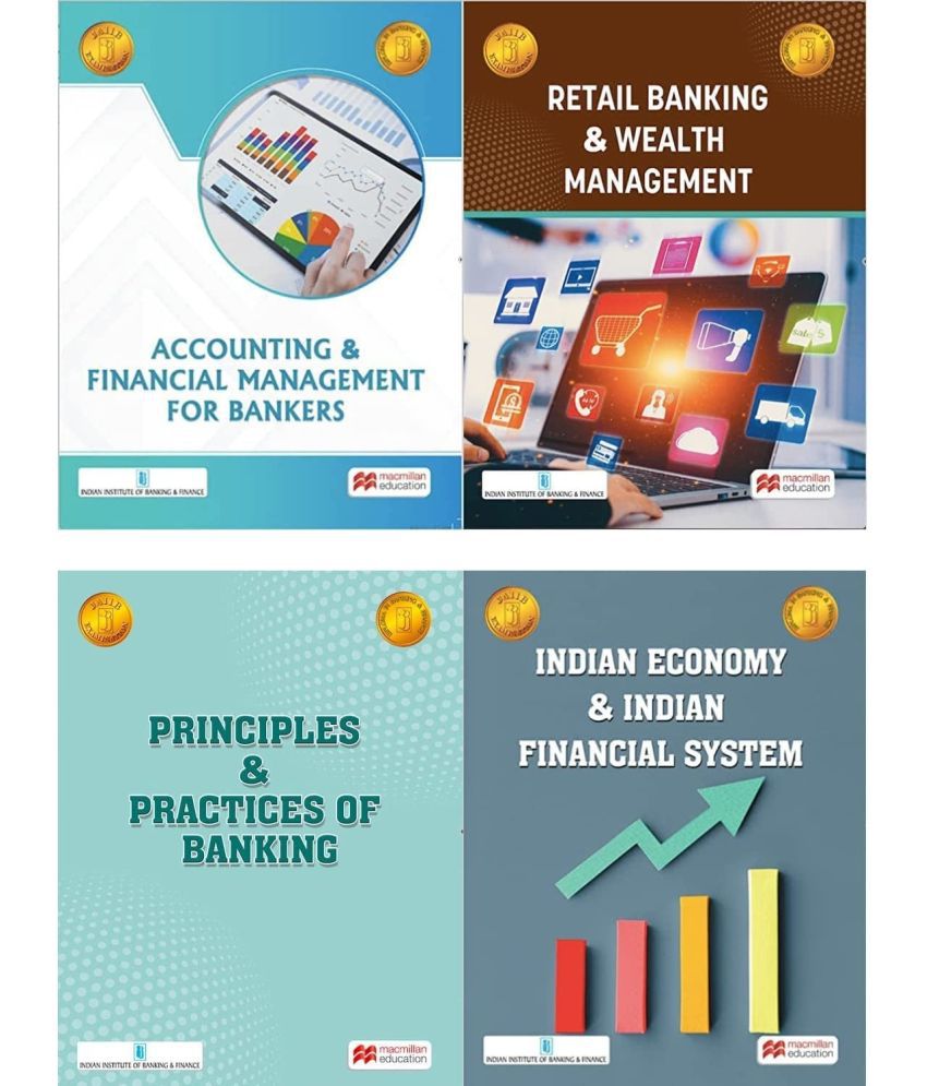     			JAIIB - IIBF - New 2023 Syllabus - Set of 4 Books by Macmillan - PPB + Accounting & Finance + Retail Banking + Indian Economy & Indian Financial