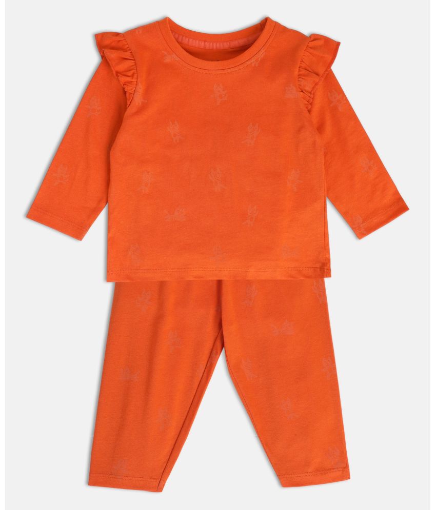     			MINI KLUB Orange Cotton Baby Girl Top & Trouser ( Pack of 1 )