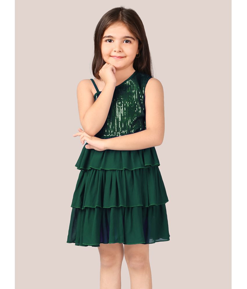     			Naughty Ninos Green Polyester Girls Fit And Flare Dress ( Pack of 1 )