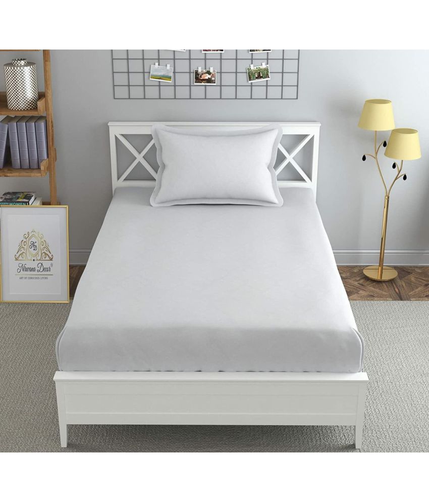     			Nirwana Decor Microfibre Ethnic 1 Bedsheet with 1 Pillow Cover - White