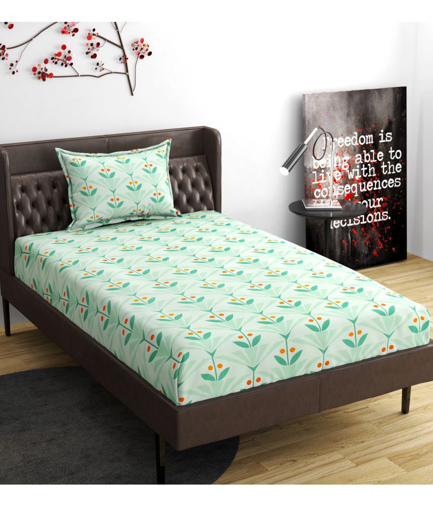     			Nirwana Decor Microfibre Geometric 1 Bedsheet with 1 Pillow Cover - Multi