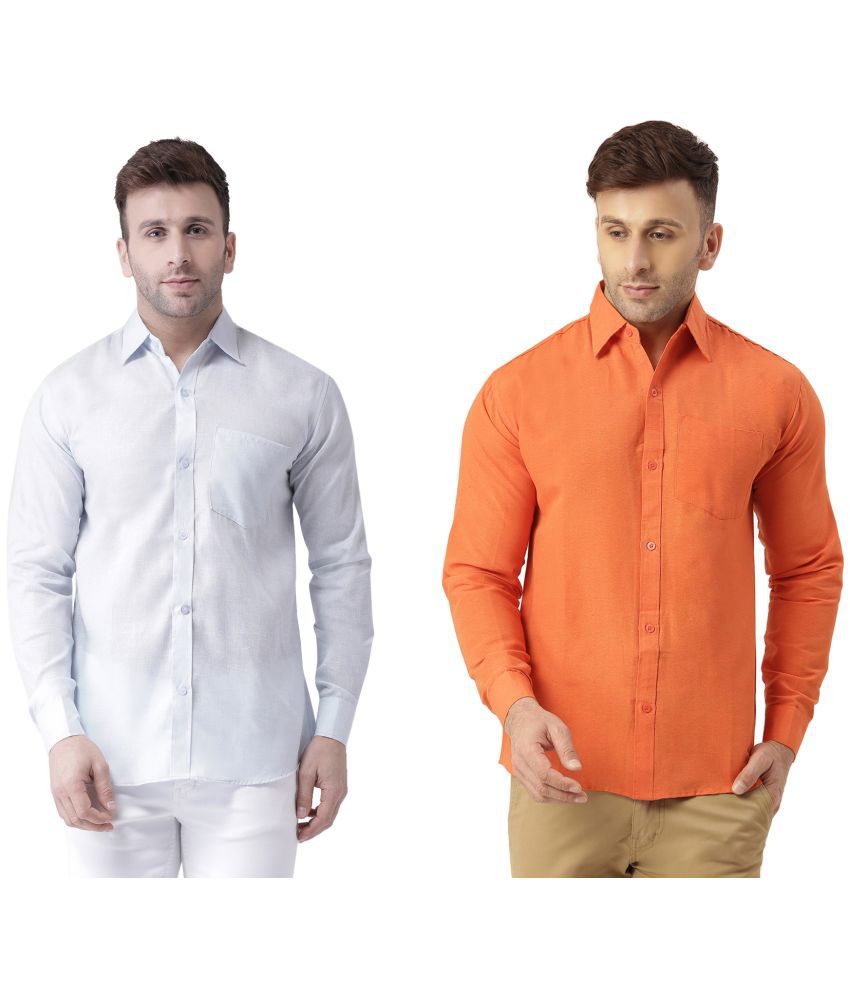     			RIAG 100% Cotton Regular Fit Solids Full Sleeves Men's Casual Shirt - Orange ( Pack of 2 )