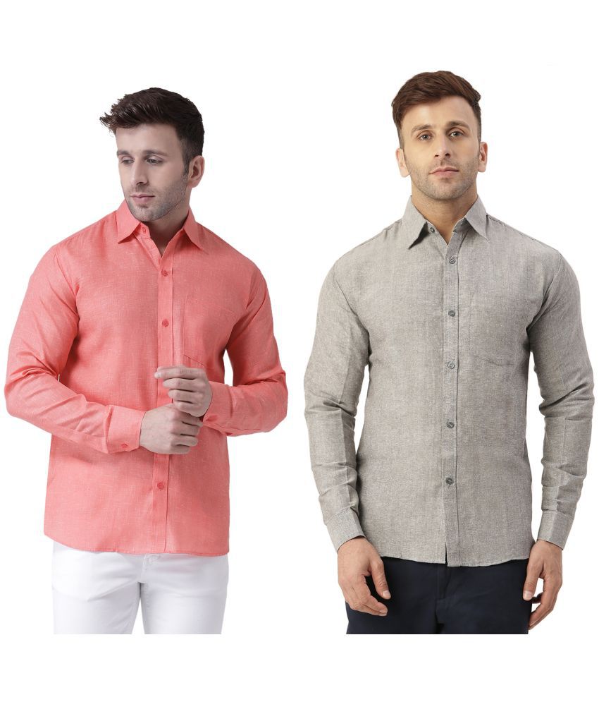     			RIAG 100% Cotton Regular Fit Solids Full Sleeves Men's Casual Shirt - Grey ( Pack of 2 )