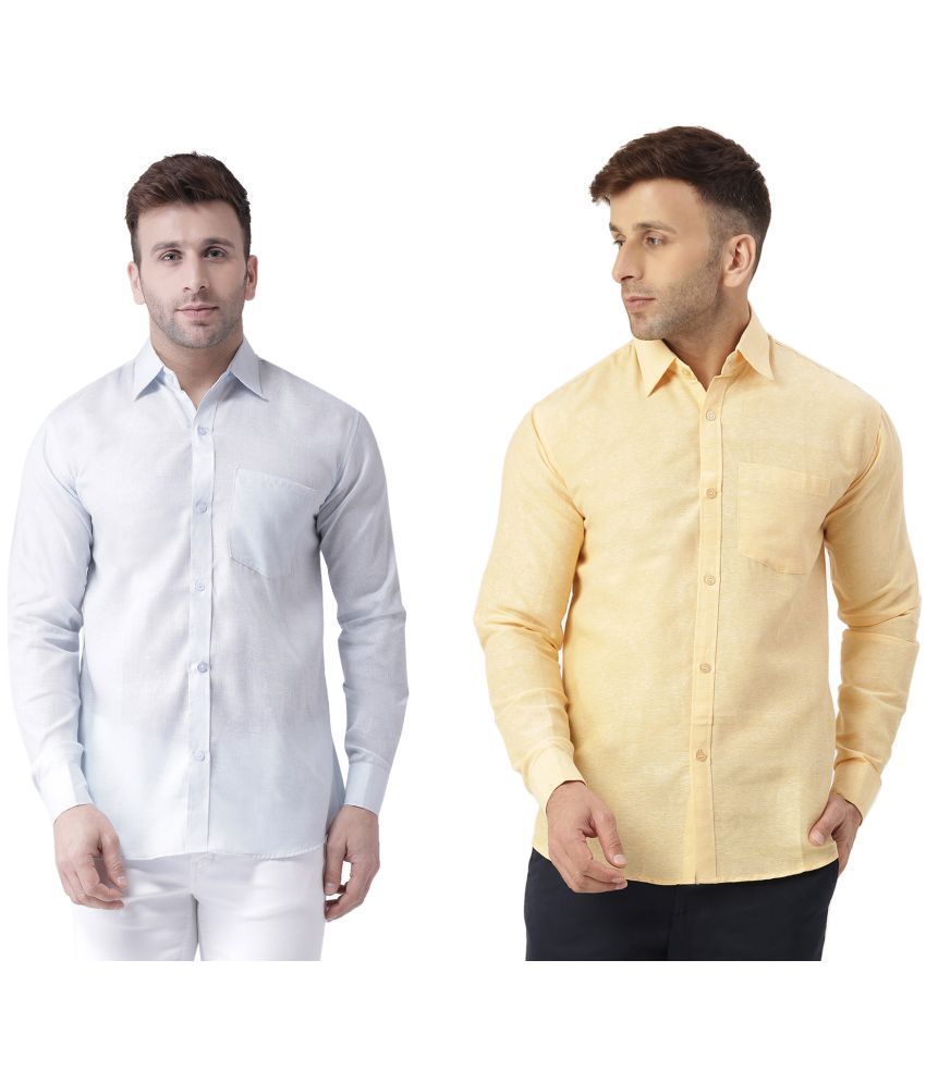     			RIAG 100% Cotton Regular Fit Self Design Full Sleeves Men's Casual Shirt - Beige ( Pack of 2 )