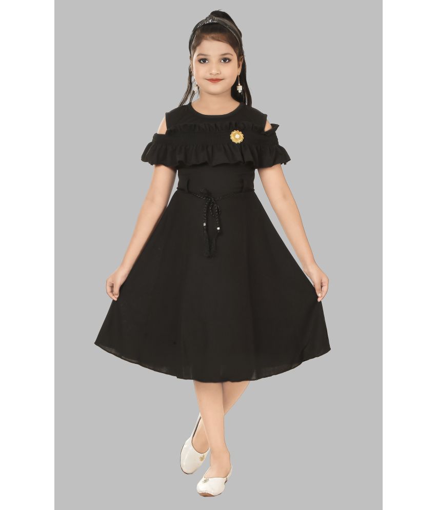     			STYLOKIDS Black Crepe Girls Fit And Flare Dress ( Pack of 1 )