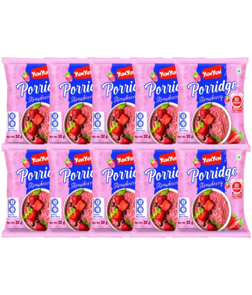     			YUM YUM Instant Strawberry Porridge/ Rich In Fiber/ Free From Fat 320g Sachets - Pouch (10 x 32 g)