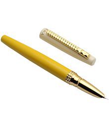 Srpc  Lucky Yellow Fountain Pens With Golden Trims &amp; Fine Nib