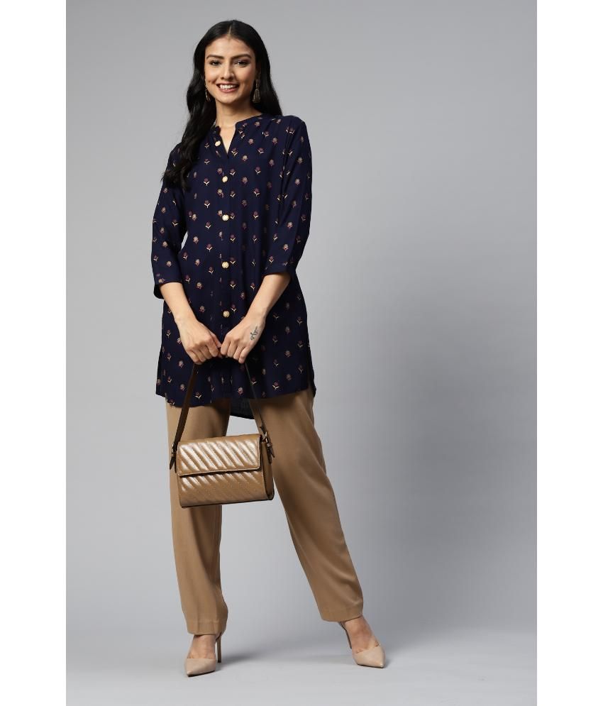     			JC4U - Navy Blue Rayon Women's Straight Kurti ( Pack of 1 )