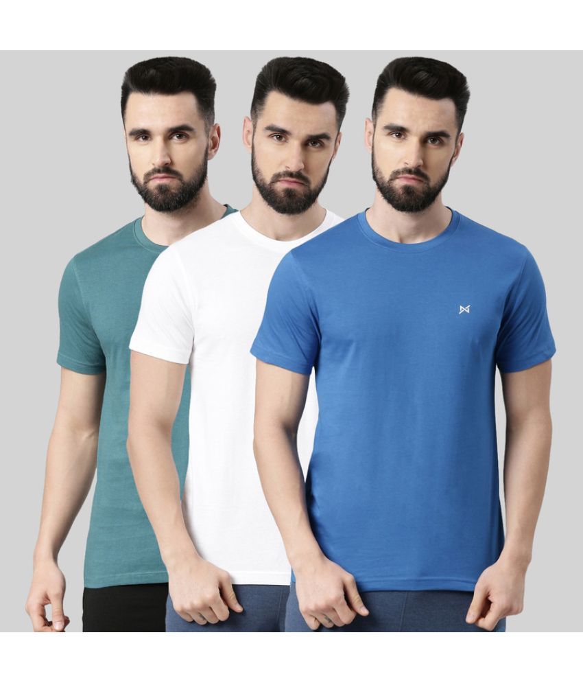     			Force NXT Cotton Blend Regular Fit Solid Half Sleeves Men's T-Shirt - Multicolor ( Pack of 3 )