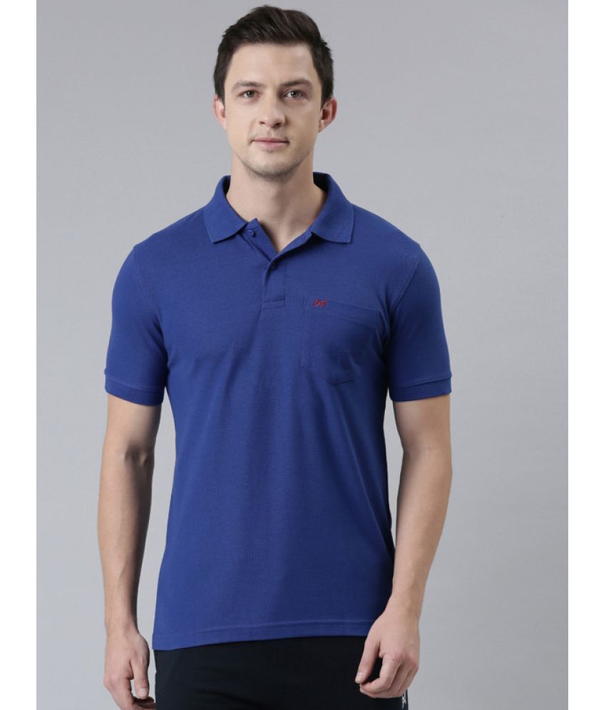     			Force NXT Cotton Blend Regular Fit Solid Half Sleeves Men's Polo T Shirt - Blue ( Pack of 1 )