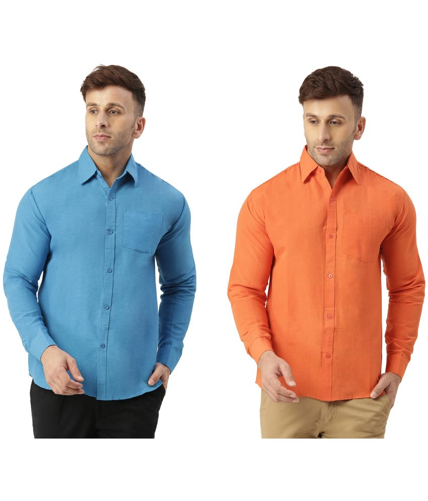     			KLOSET By RIAG 100% Cotton Regular Fit Solids Full Sleeves Men's Casual Shirt - Orange ( Pack of 2 )