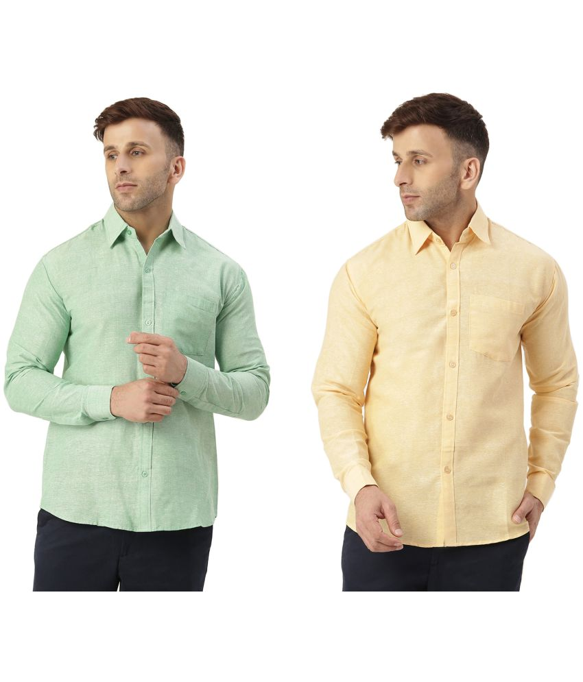     			KLOSET By RIAG 100% Cotton Regular Fit Solids Full Sleeves Men's Casual Shirt - Off-White ( Pack of 2 )