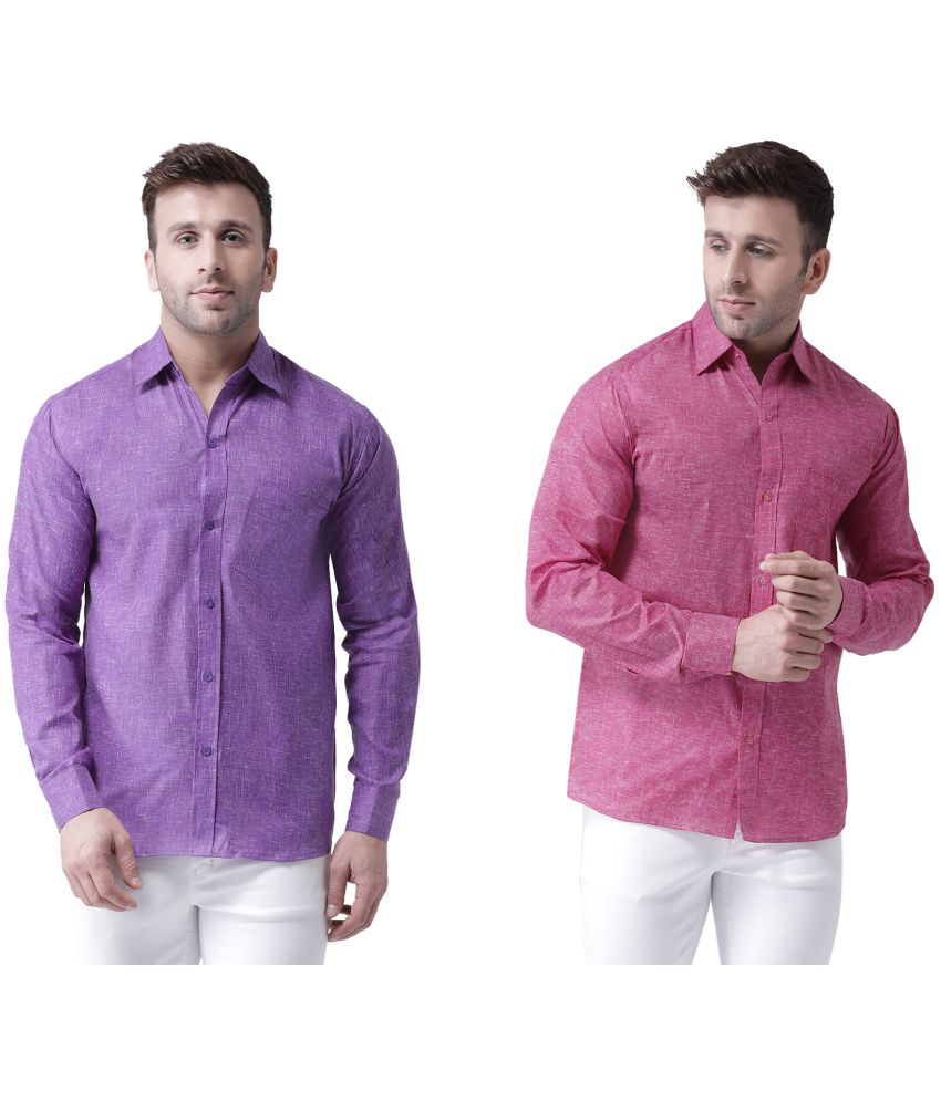     			KLOSET By RIAG 100% Cotton Regular Fit Solids Full Sleeves Men's Casual Shirt - Magenta ( Pack of 2 )