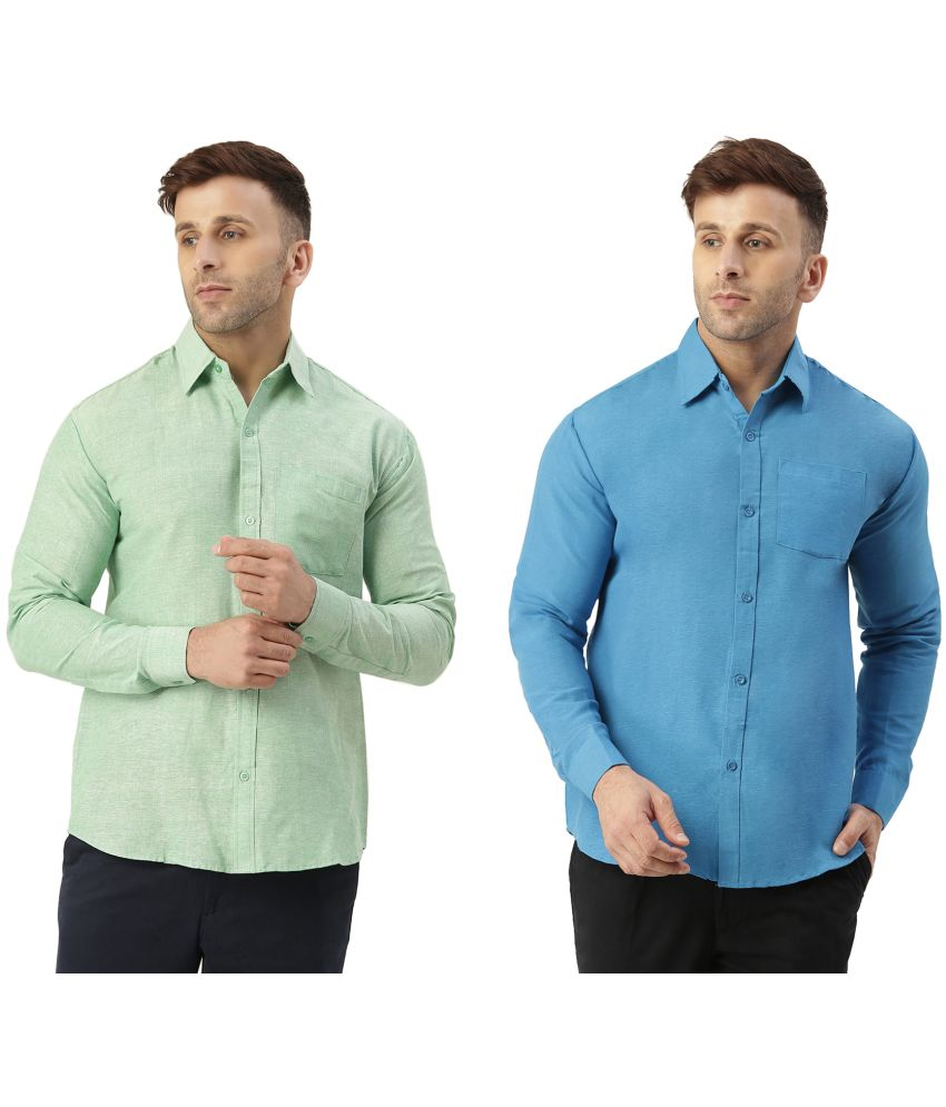     			KLOSET By RIAG 100% Cotton Regular Fit Solids Full Sleeves Men's Casual Shirt - Blue ( Pack of 2 )