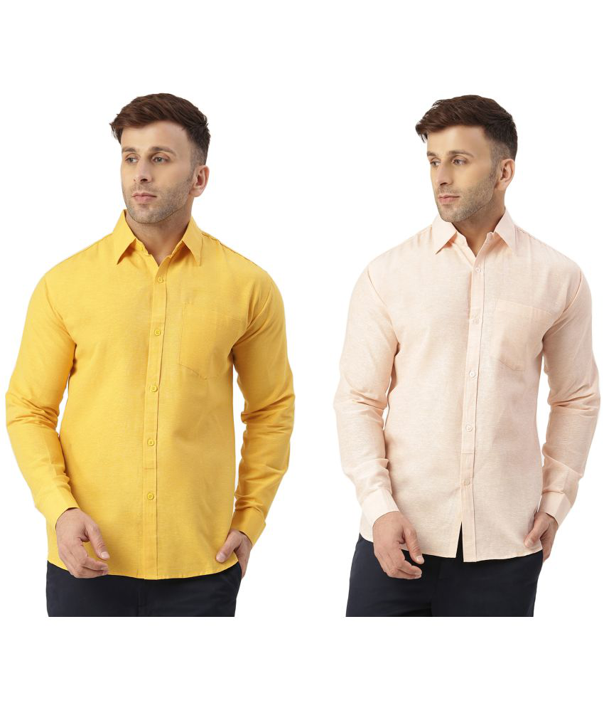    			KLOSET By RIAG 100% Cotton Regular Fit Solids Full Sleeves Men's Casual Shirt - Peach ( Pack of 2 )