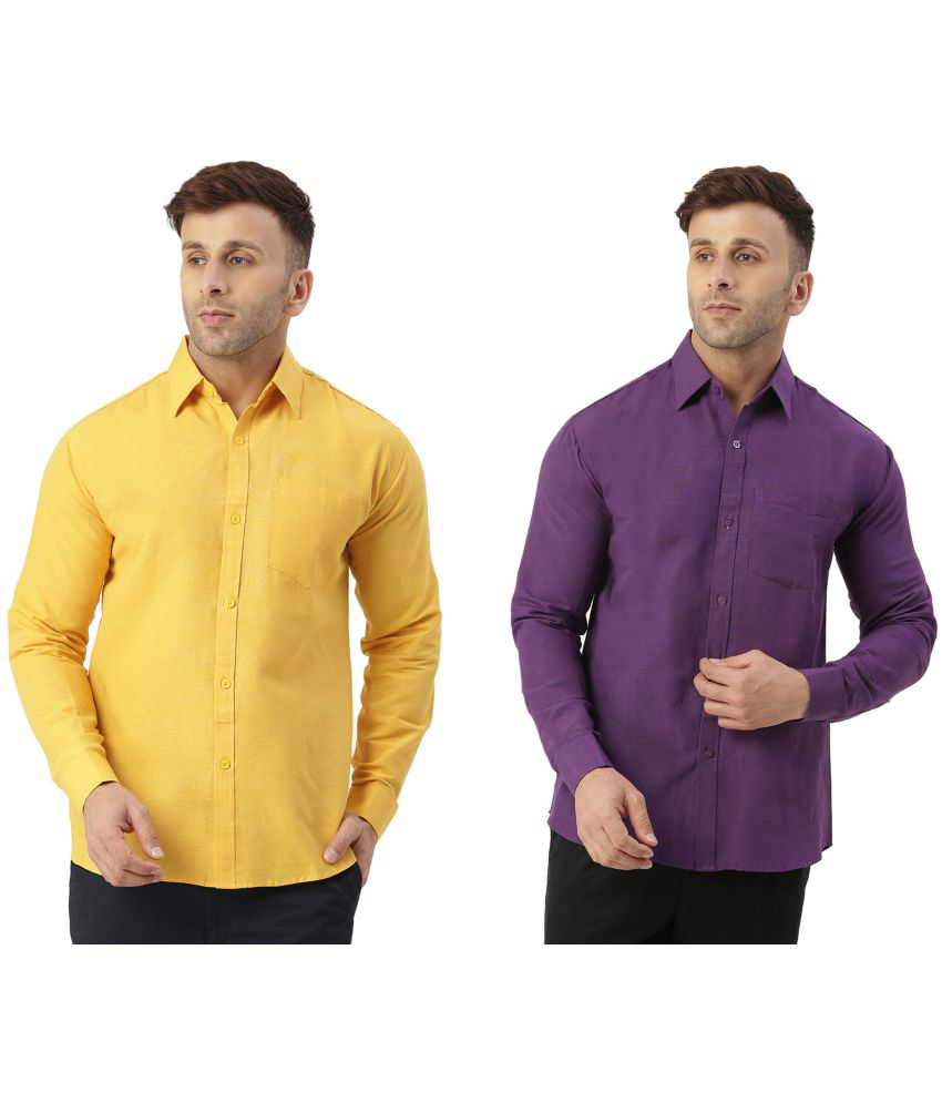     			KLOSET By RIAG 100% Cotton Regular Fit Solids Full Sleeves Men's Casual Shirt - Purple ( Pack of 2 )