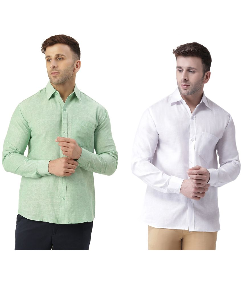     			KLOSET By RIAG 100% Cotton Regular Fit Solids Full Sleeves Men's Casual Shirt - Off White ( Pack of 2 )