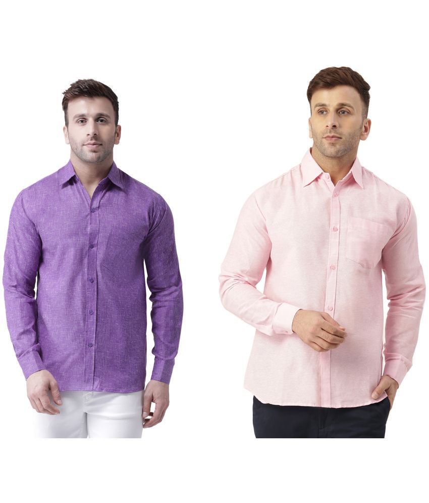     			KLOSET By RIAG 100% Cotton Regular Fit Solids Full Sleeves Men's Casual Shirt - Pink ( Pack of 2 )