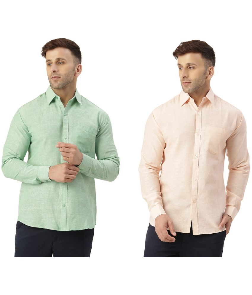     			KLOSET By RIAG 100% Cotton Regular Fit Self Design Full Sleeves Men's Casual Shirt - Peach ( Pack of 2 )