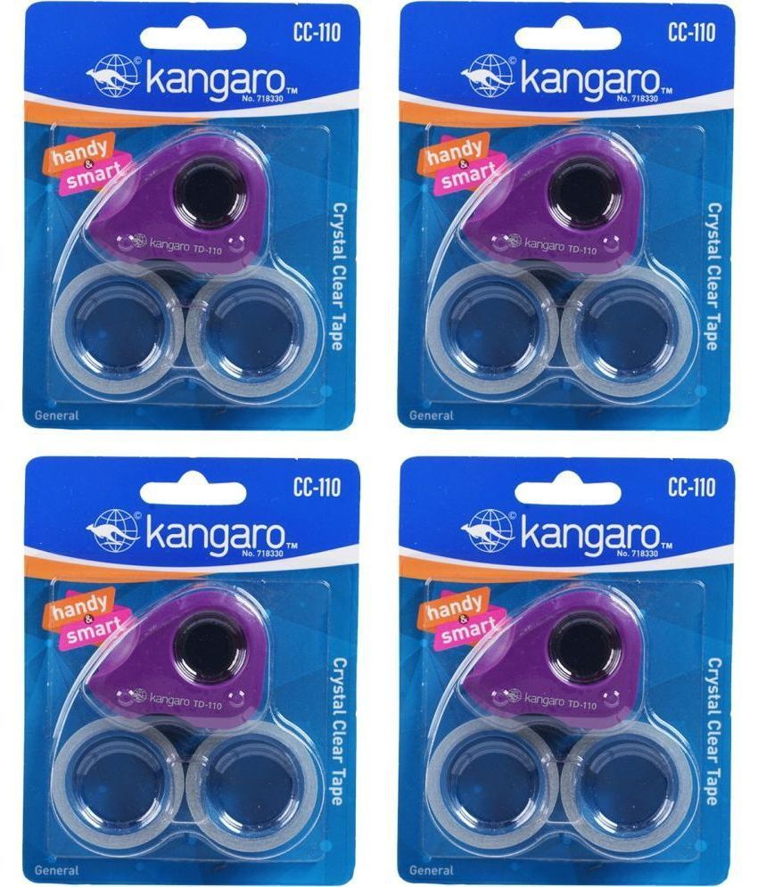     			Kangaro Single Sided Desk Essentials TD-18Y Crystal Clear Blister Pack of 4 Tape Dispenser,Cello Tape (Manual) (Yellow)