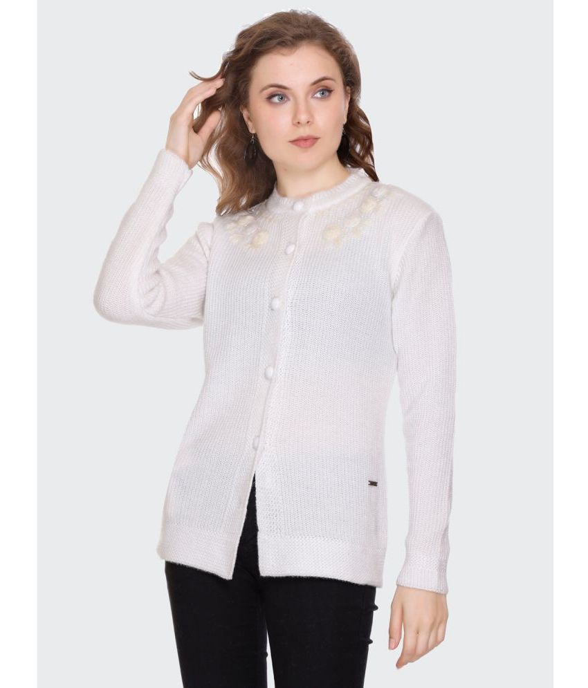     			Nitsline Acrylic Regular Collar Women's Buttoned Cardigans - White ( Single )