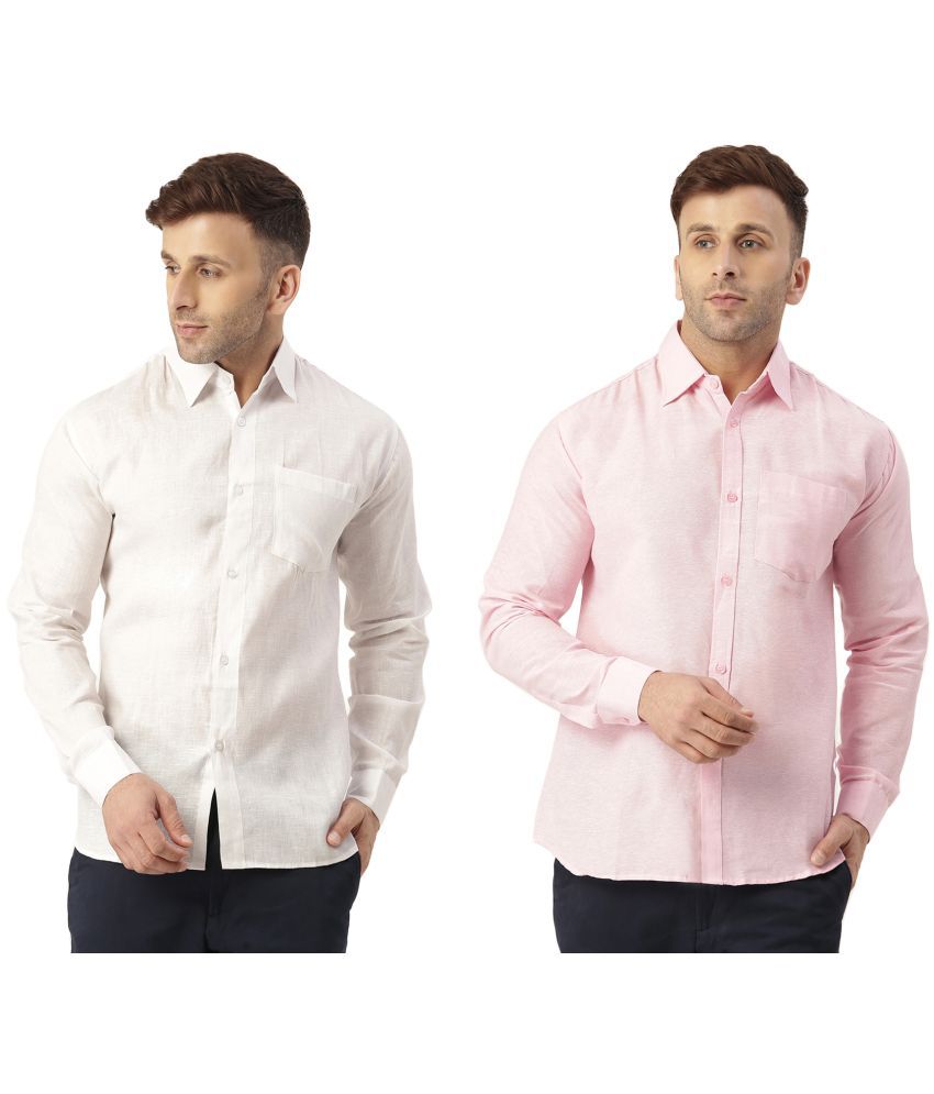    			RIAG 100% Cotton Regular Fit Solids Full Sleeves Men's Casual Shirt - Pink ( Pack of 2 )