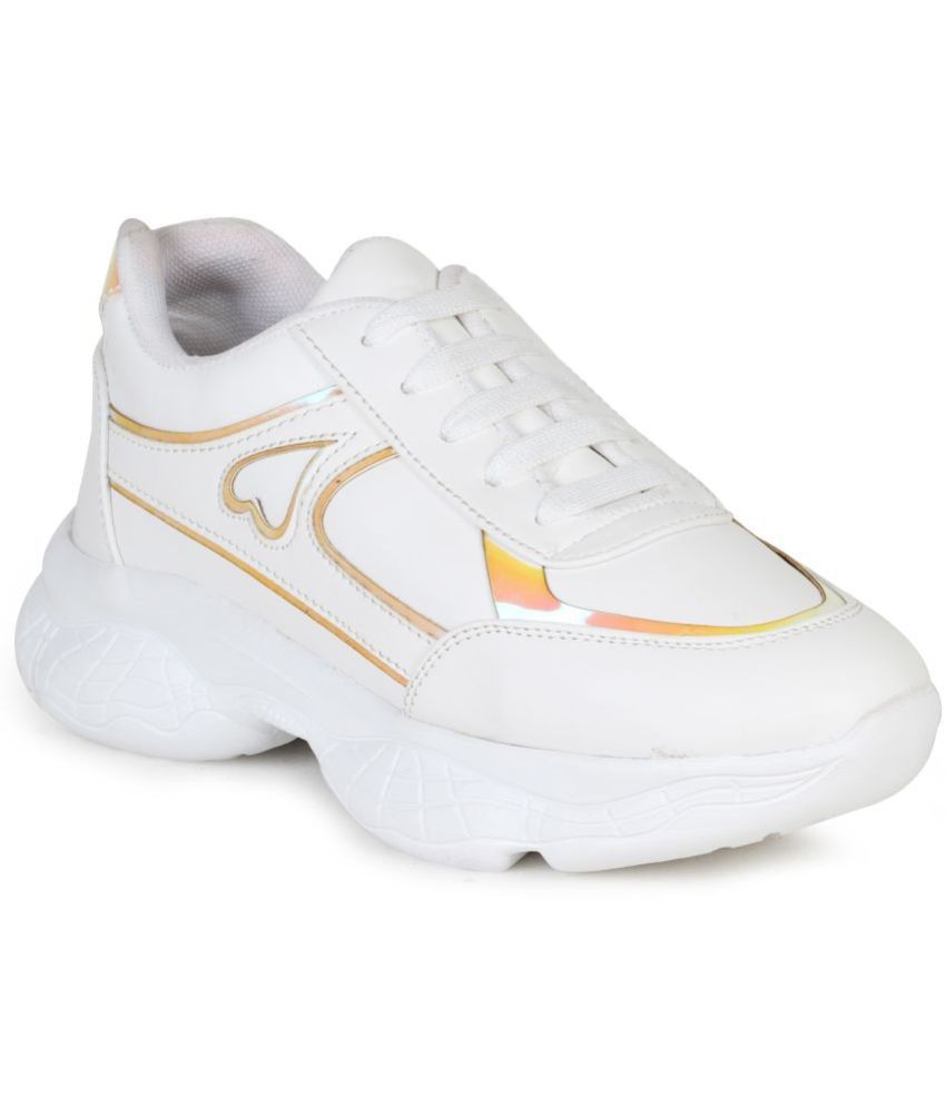     			Saheb White Women's Sneakers