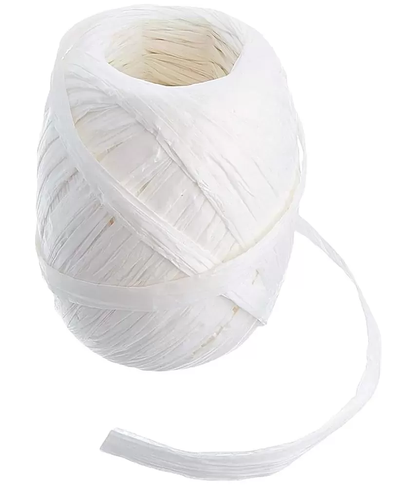 PRANSUNITA Raffia Paper Ribbon Twine Yarn String Rope for Hand Knitting,  Crochet, Gift Wrapping, Christmas, Florist, DIY Gift Box Packing - Width 3  cm (70 MTS - 50 GMS) -1 Roll: Buy