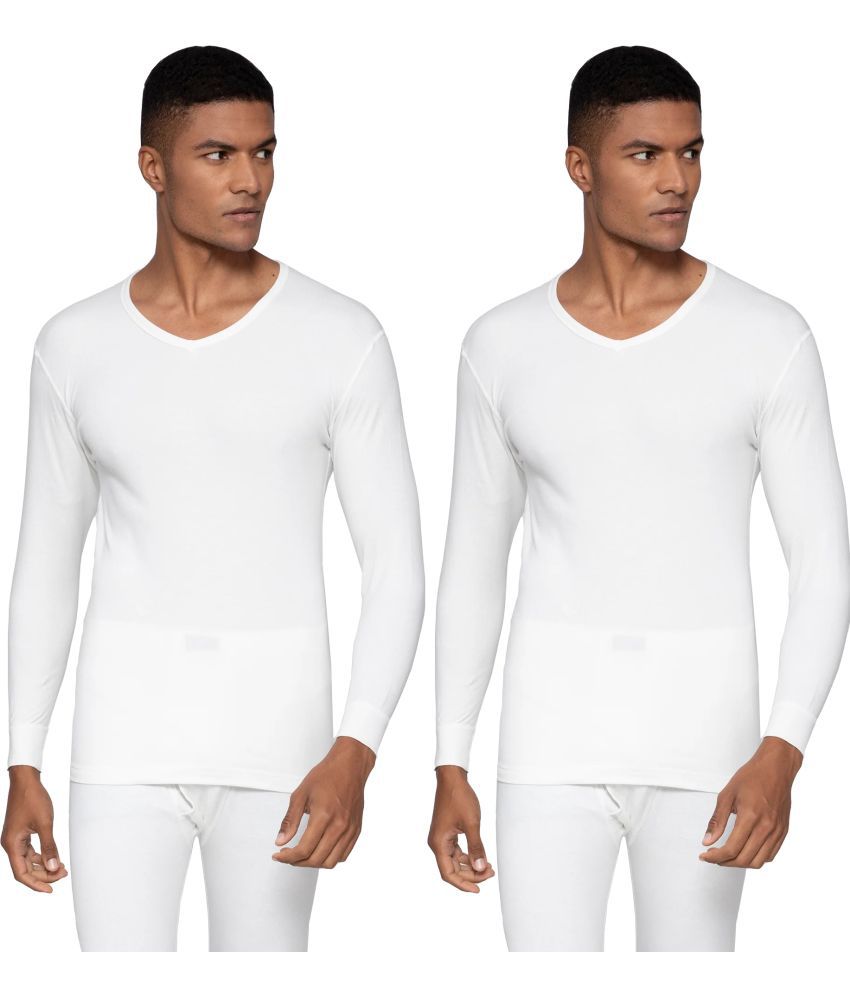     			Amul - White Polyester Men's Thermal Tops ( Pack of 2 )