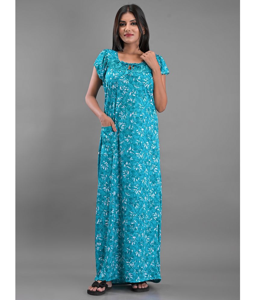     			Apratim Blue Satin Women's Nightwear Nighty & Night Gowns ( Pack of 1 )