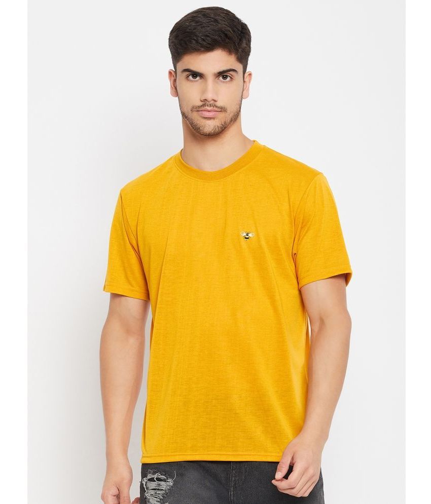     			Auxamis Cotton Blend Regular Fit Printed Half Sleeves Men's T-Shirt - Mustard ( Pack of 1 )