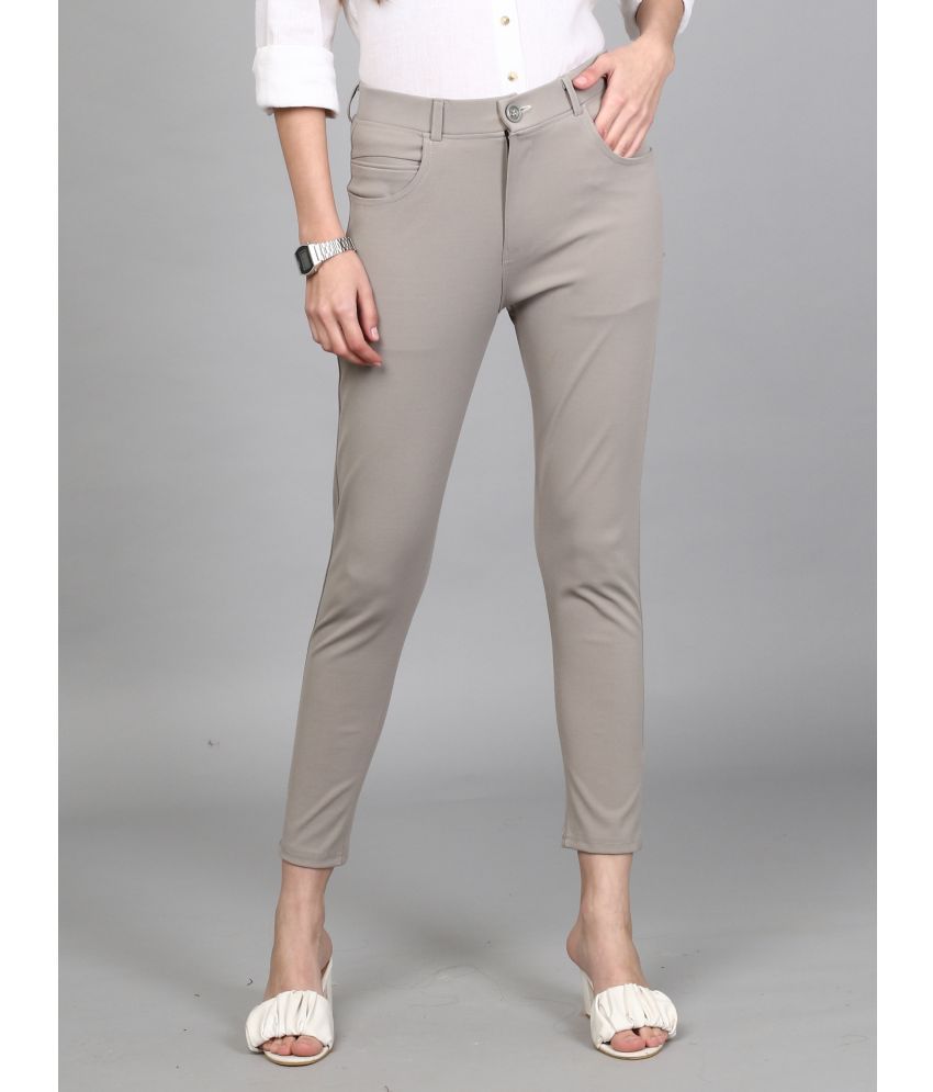     			FITHUB - Light Grey Cotton Blend Slim Women's Formal Pants ( Pack of 1 )