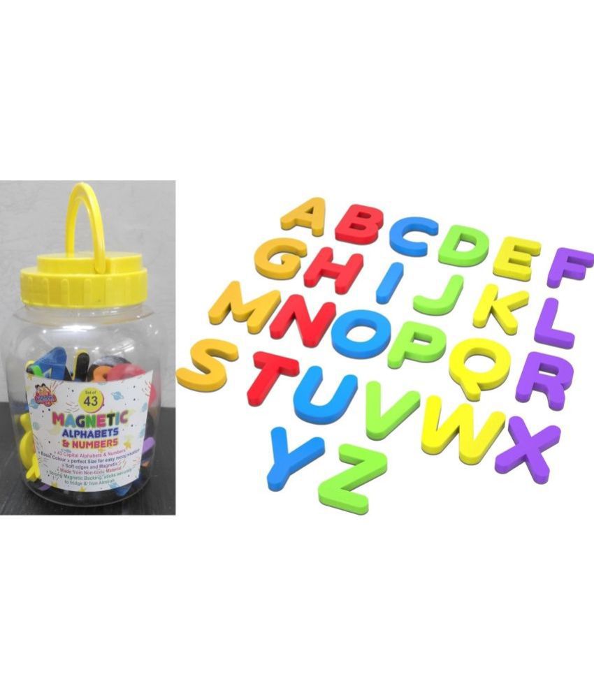     			Frateli ABC Magnets Capital Letters - 43 Magnetic Letters & Numbers - Ideal for Alphabet & Number Learning & Spelling Games - Child Safe Foam Alphabets with Full Magnet Back